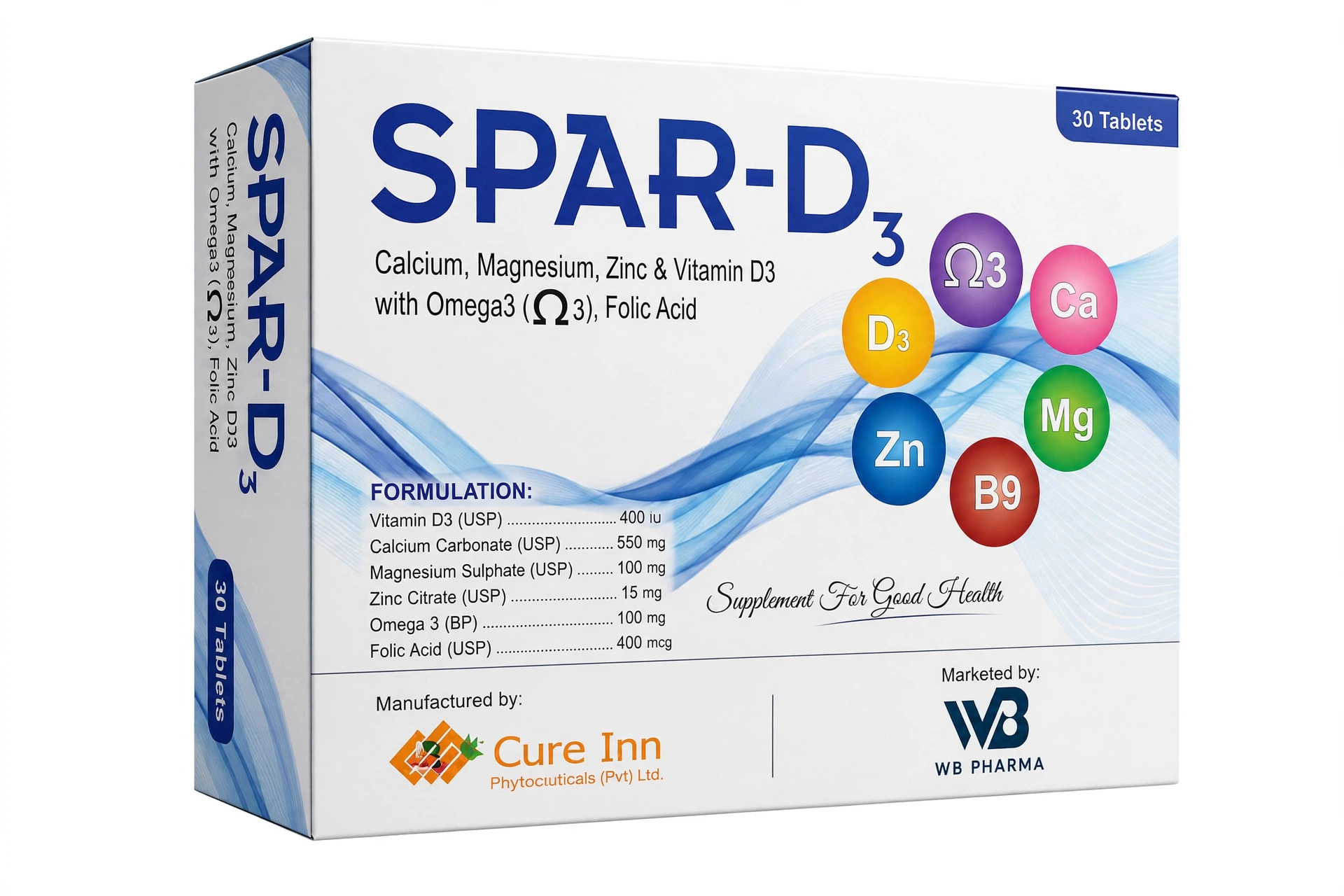 Spar D3 Tablets 30 Tablets Tablet by Well Being Pharma